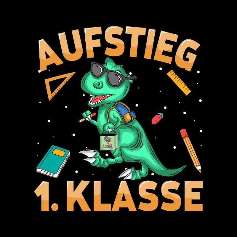 Aufstieg 1. Klass Dinosaurier Schulkind Schulstart