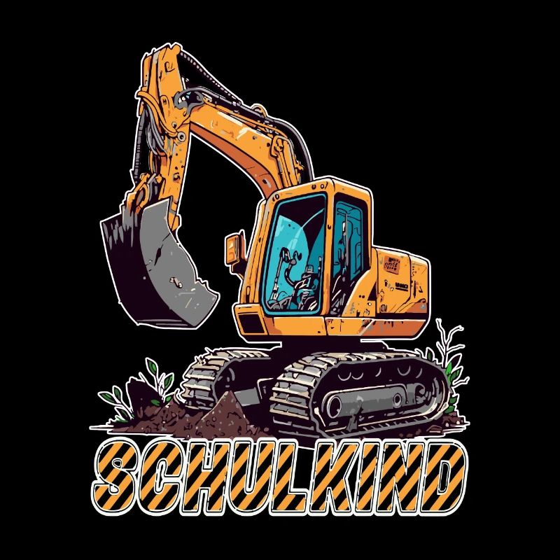 Schulkind - Baustelle und Bagger Einschulung