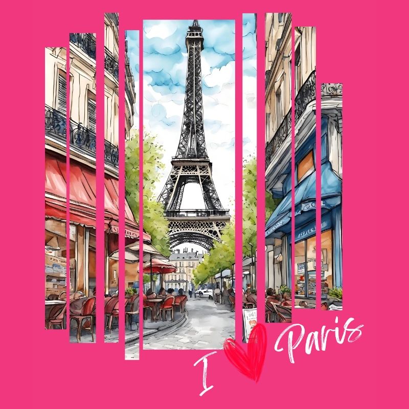 I love Paris: Eiffel Tower and a Charming Cafe