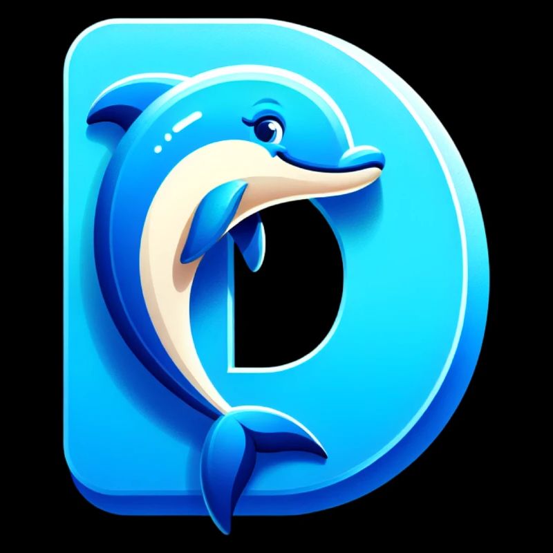 Cute Dolphin with Blue Letter D