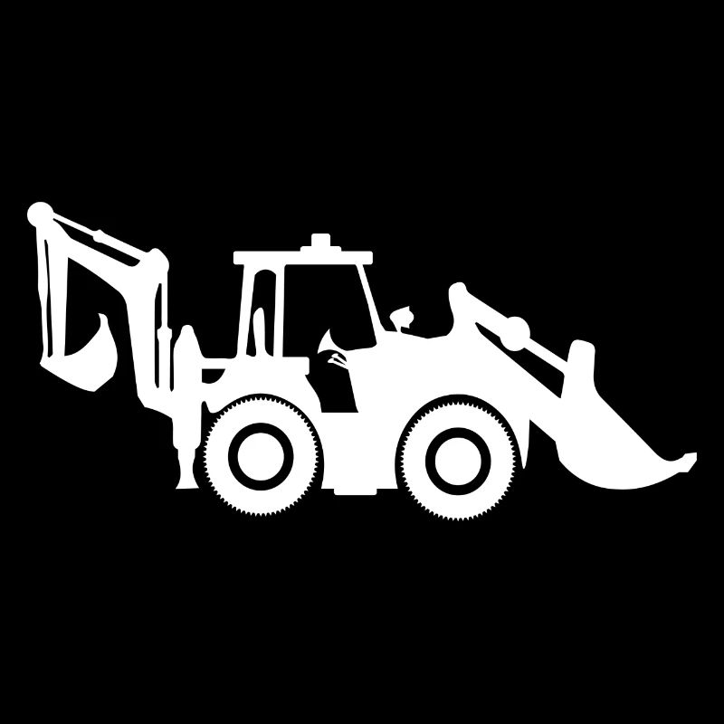 White backhoe loader T-shirt for the excavator fan