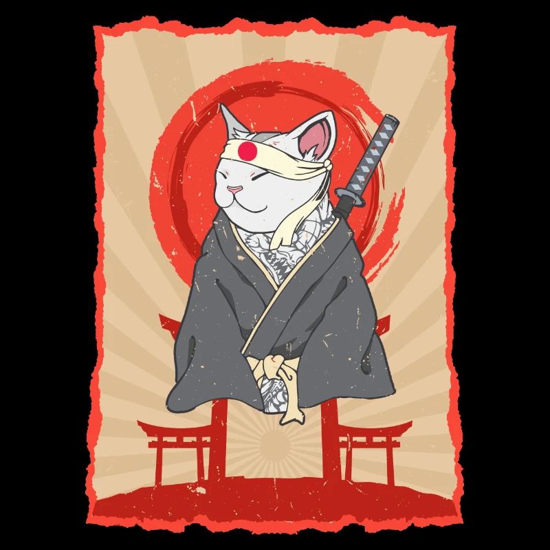 Samurai Japon Chat Torii Ninja Anime Cat