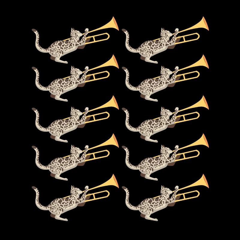 Musician with cat with trombone
