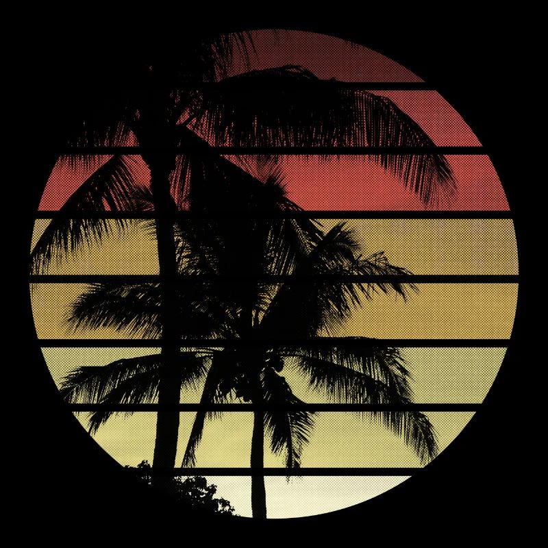 Vintage sunset palm trees