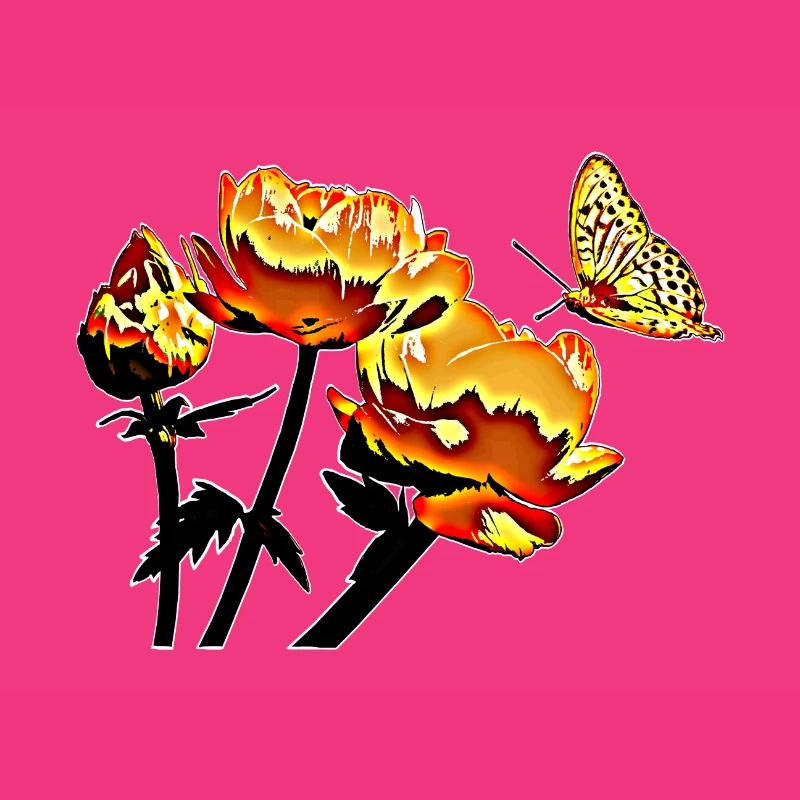 Papillon et fleurs