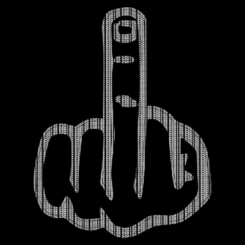 Hintergrund Text: " Fick dich " Stinkefinger