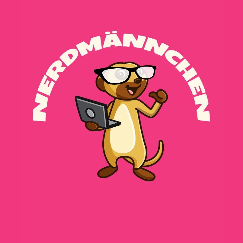 Nerd Erdmännchen mit Brille und Notebook Geschenk