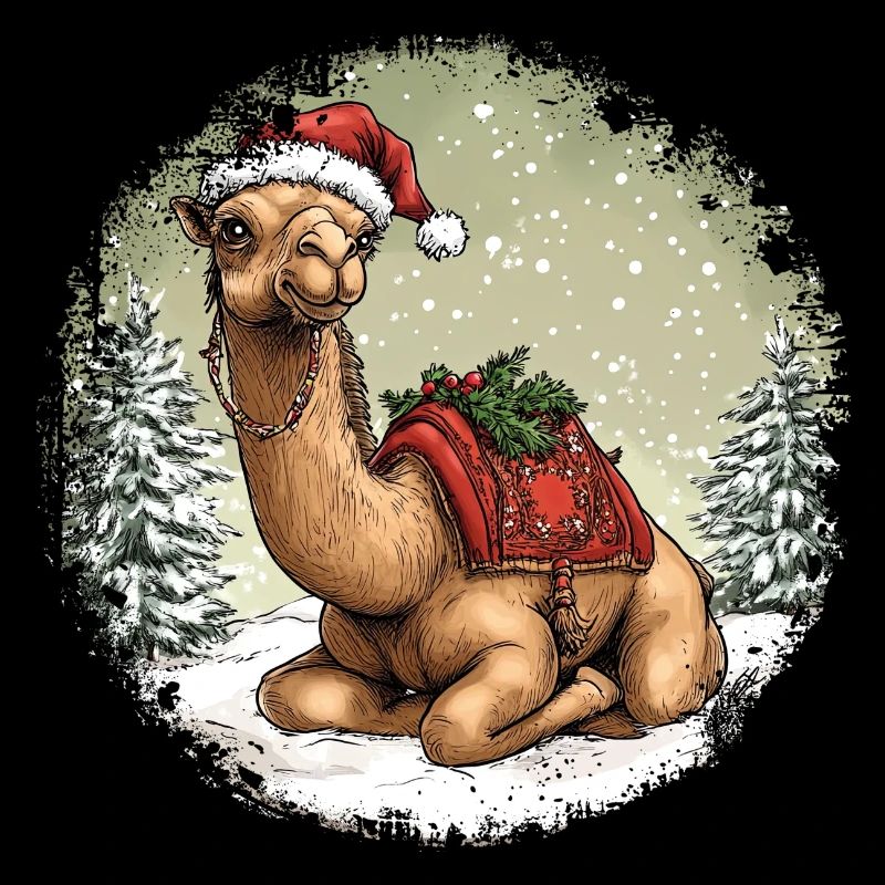 Kamele Weihnachten / Weihnachtsmann Kamel