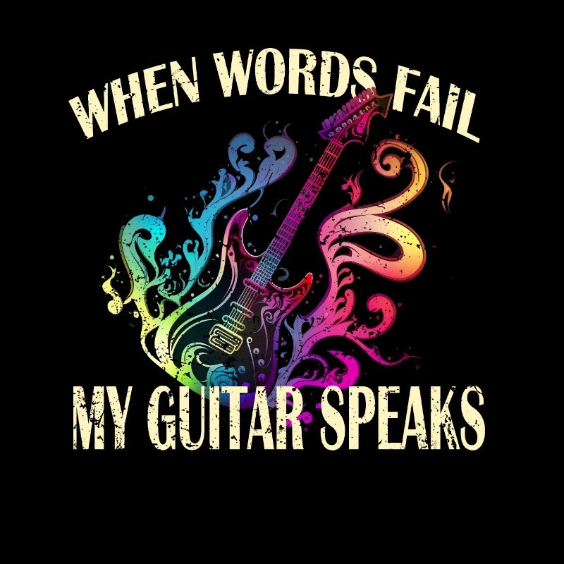 Guitar Saying Neon Retro Words fail