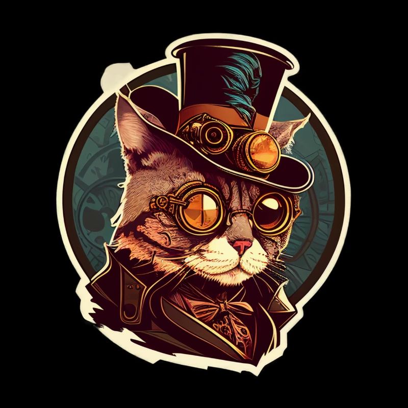 Steampunk Katze mit Hut und Brille