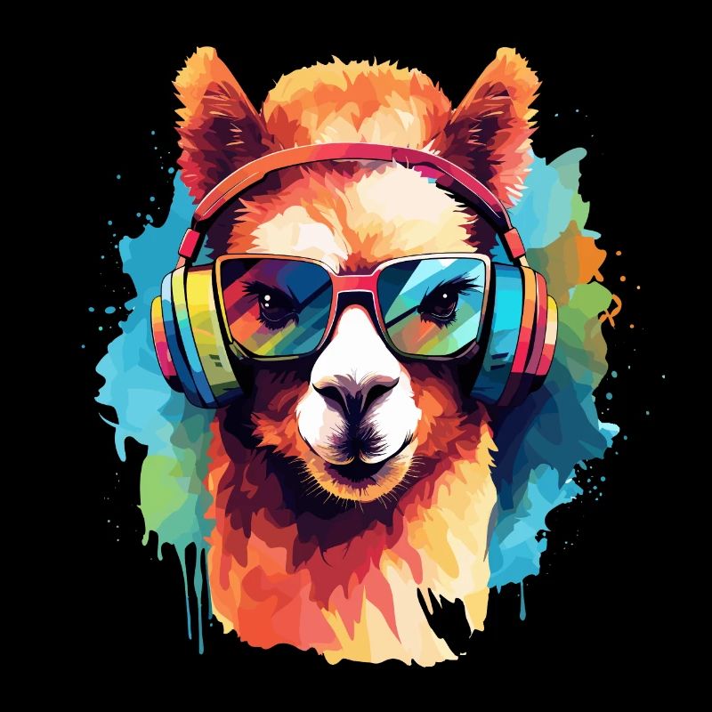 Funky Alpaca Rainbow Art