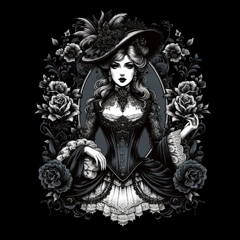 Victorian Beauty: Elegance in Black and White