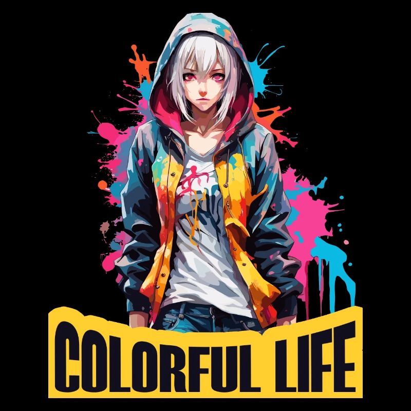 Anime Mädchen mit Farbflecken