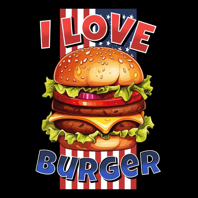I Love Burger Hamburger Cheeseburger Restauration rapide États-Unis