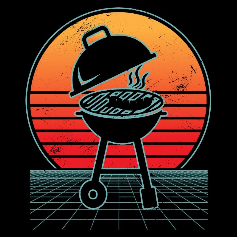 Vaporwave BBQ Lover Grillen Fleisch Grill Papa