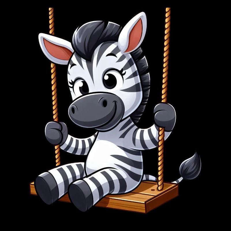Cute Zebra Swing Cartoon Playground