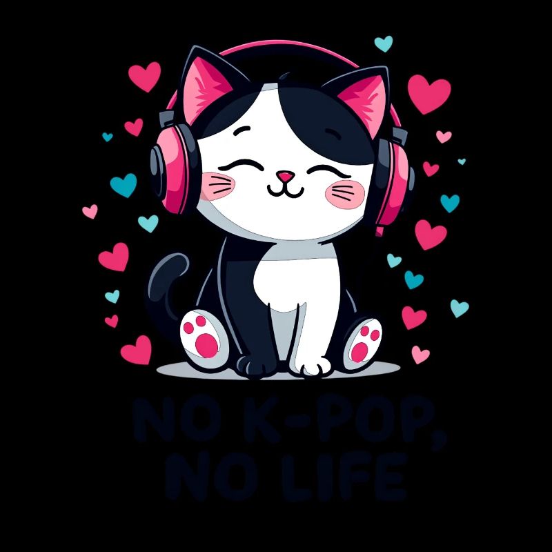 No K-Pop No Life Cute Cat