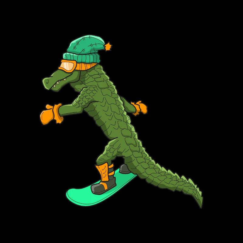 Krokodil Snowboard Geschenk Snowboarder Kinder
