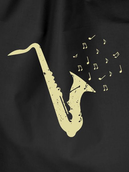 Saxophone with musical notes