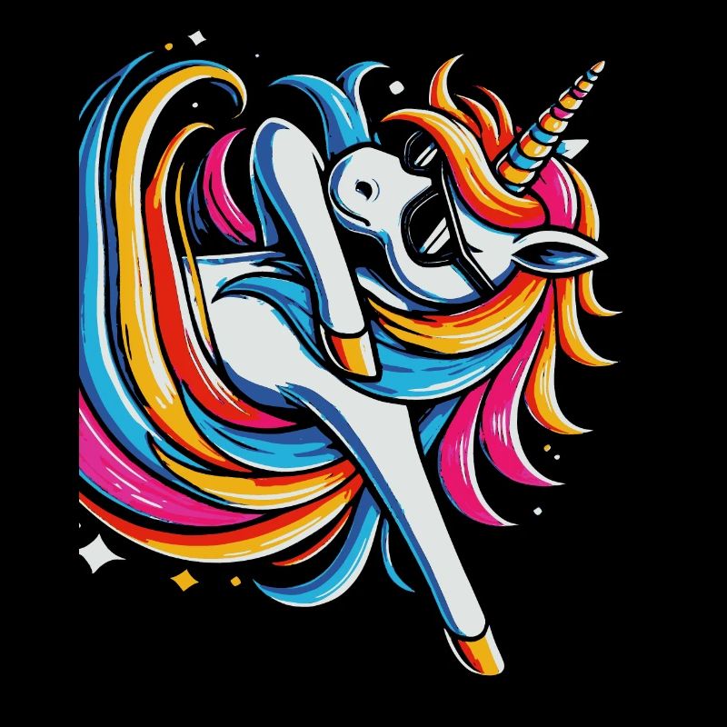 Rainbow Unicorn with Sunglasses Comic Art