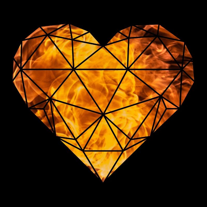 3D heart flames fire