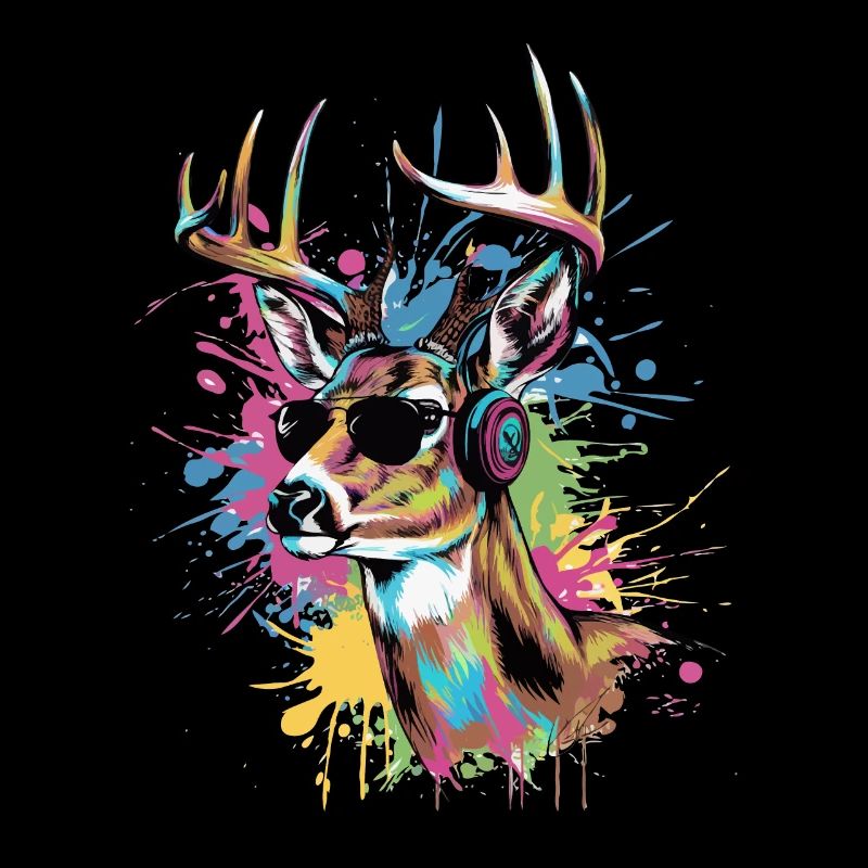 Pop Art Cerf avec écouteurs Lunettes de soleil Fest