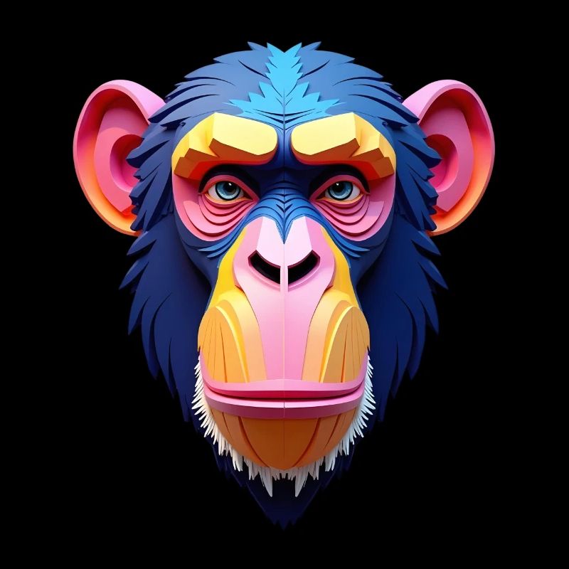 Chimpanzee Polygon Monkey Animal Motif Art Monkey