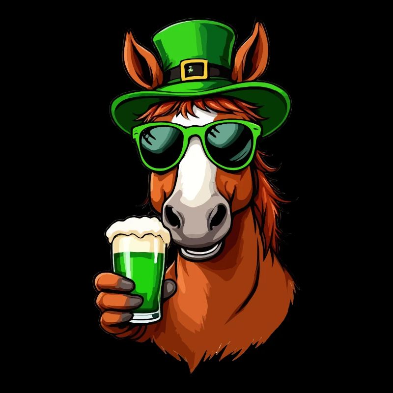 Pferd St. Patricks Day Bier Outfit Pferde