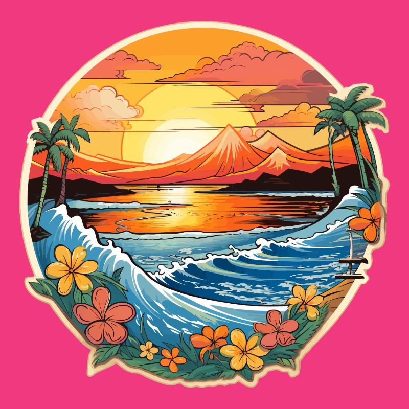 Conception de planche de surf Surf Surf Hawaii Palm Trees Ocean