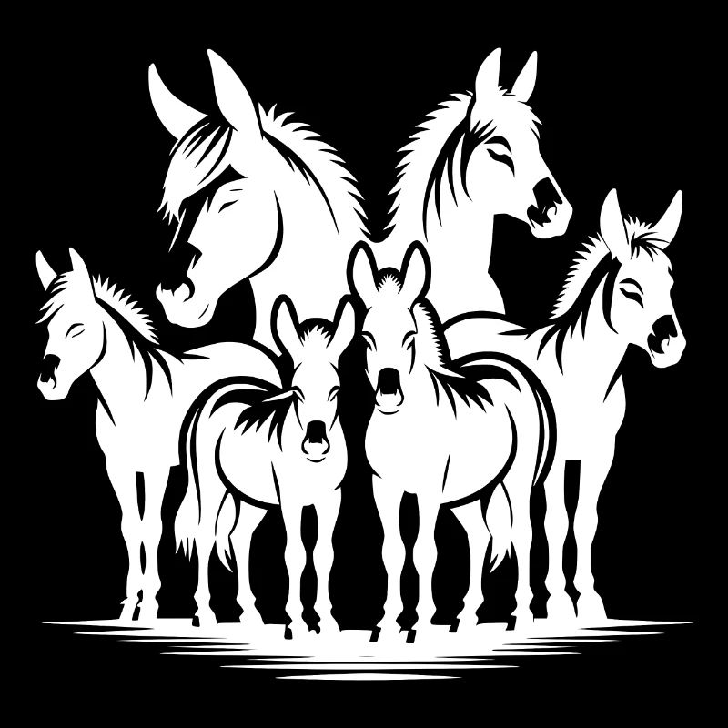 Donkey Groups Portrait Images