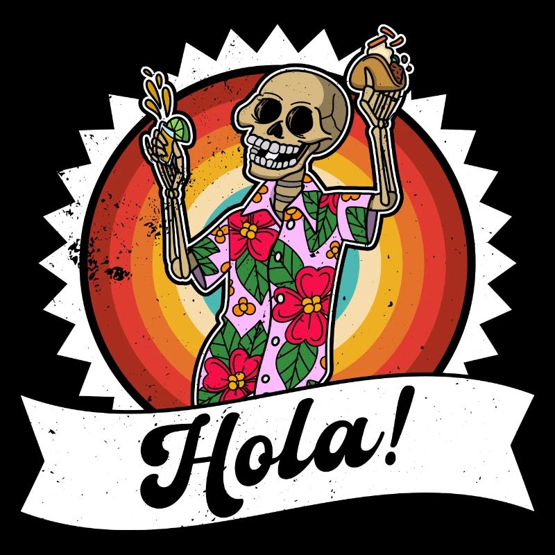 Skeleton Vacation Summer Mexico Beach Taco