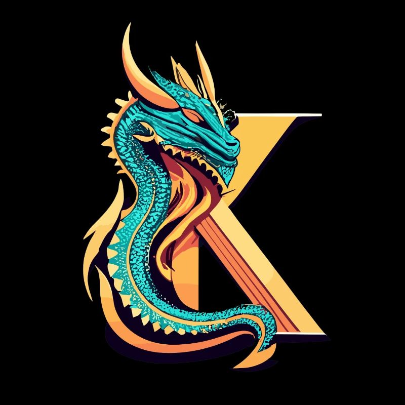 Buchstabe K mit Drache