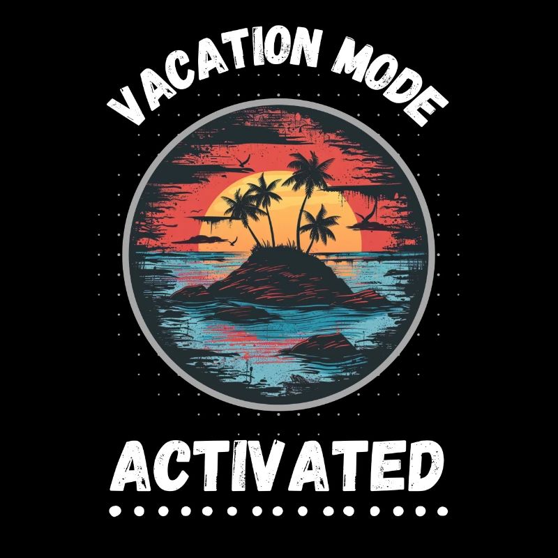 Summer motif Vacation Mode activated with palm trees
