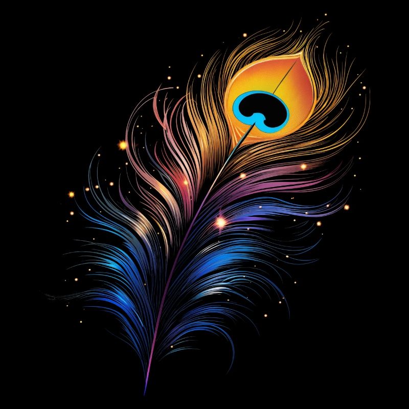 Colorful Peacock Feather, Bird, Feather, Single, Pattern