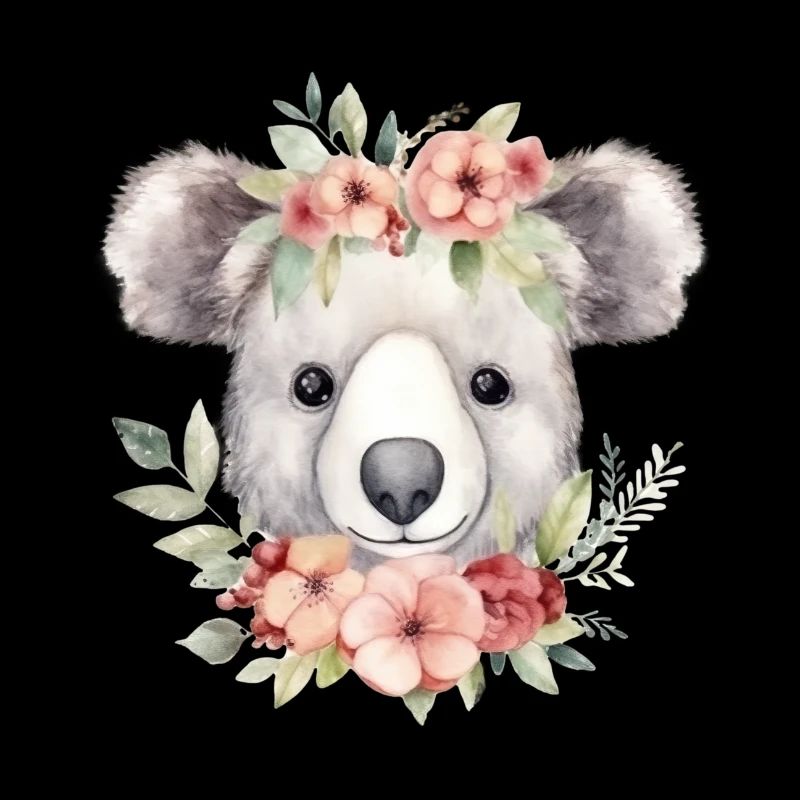 Koala mignon et mignon avec des fleurs d’amour
