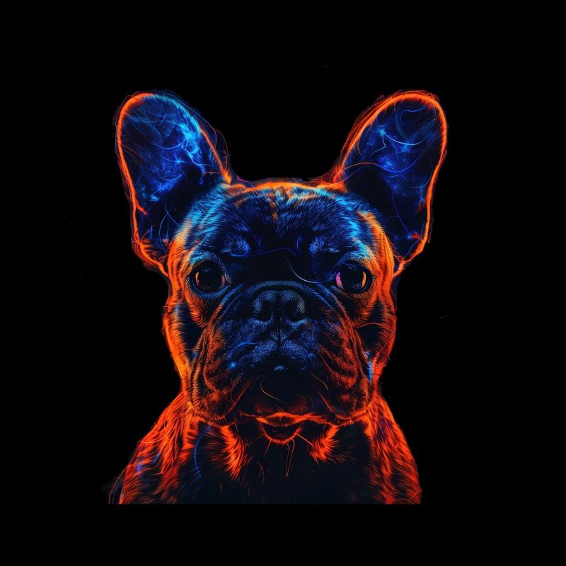 Bouledogue français rouge et bleu