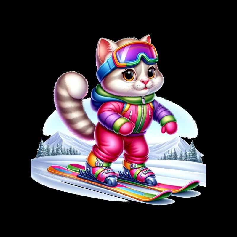 Chat skieur mignon