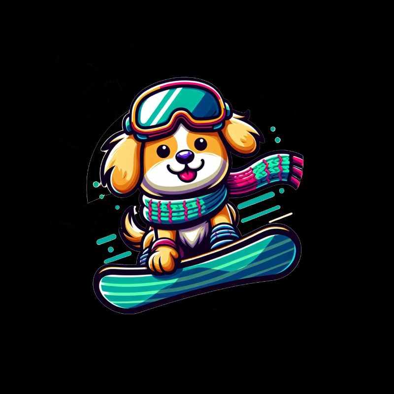 Chien snowboarder mignon 2