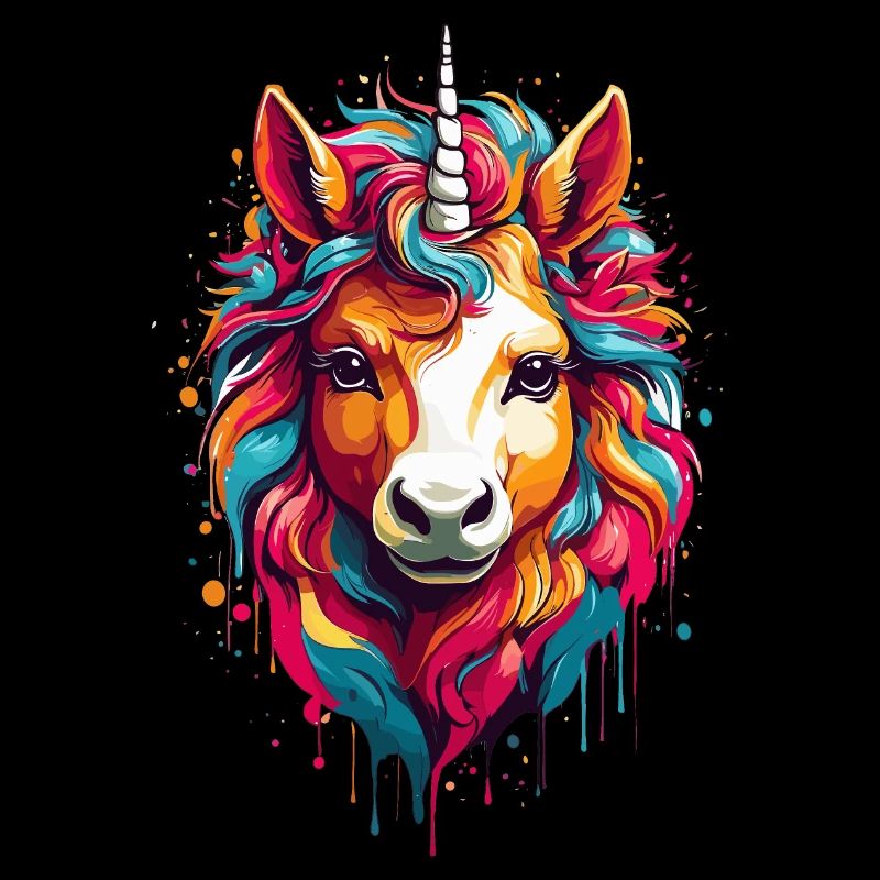 Buntes Einhorn-Pferdchen im Regenbogenrausch