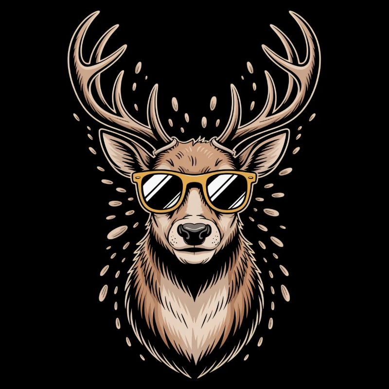 Cerf avec bois et lunettes de soleil