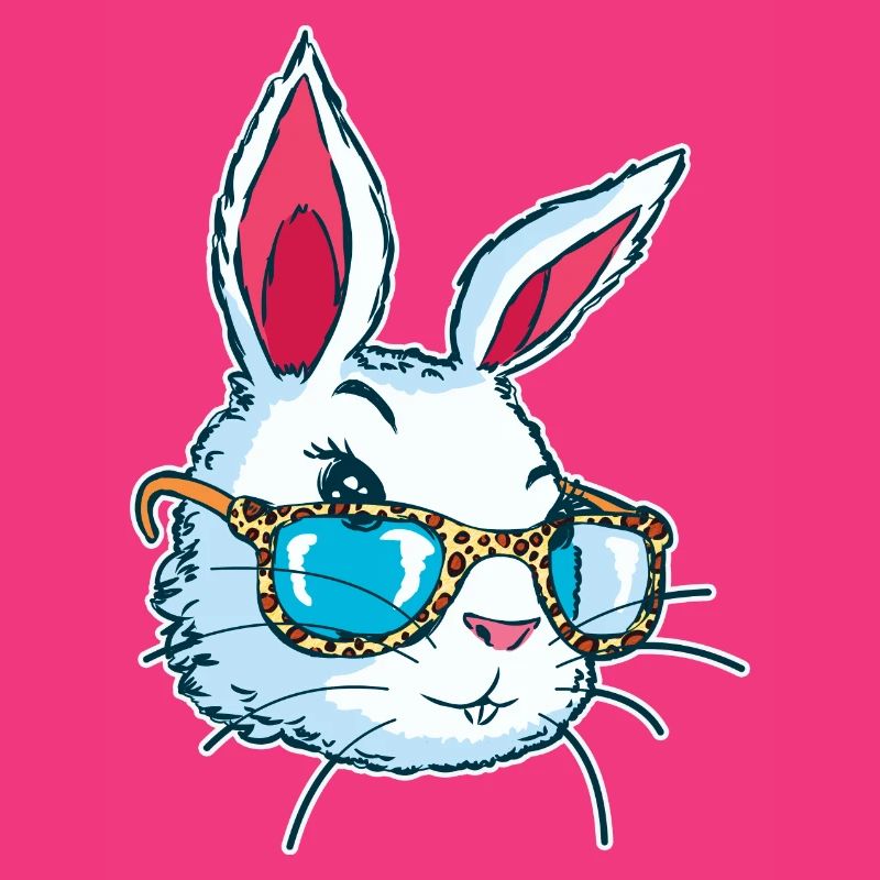Cute Easter Rabbit Face Wearing Leopard Glass Gift