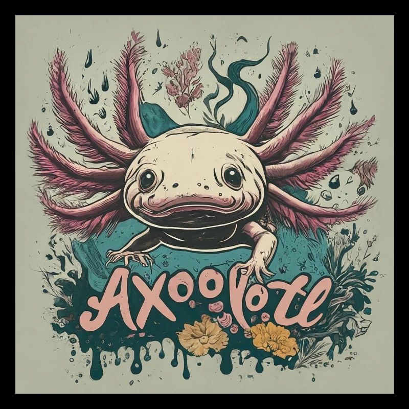 image fx vector art axolotl words axolotl below