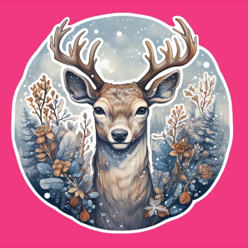 Winterlandschaft mit Hirsch