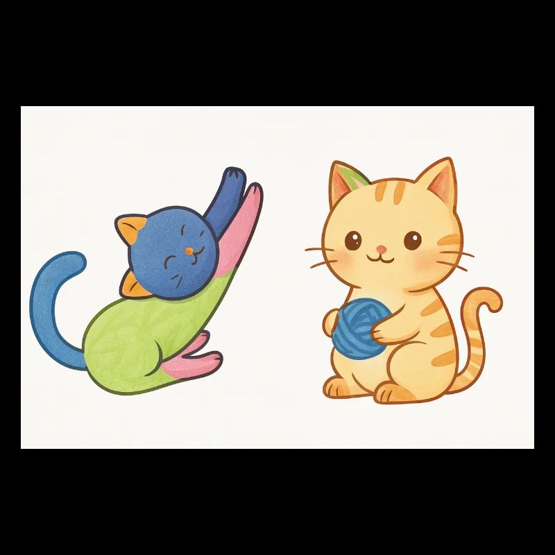 Playful Kitty and Yarn Duo