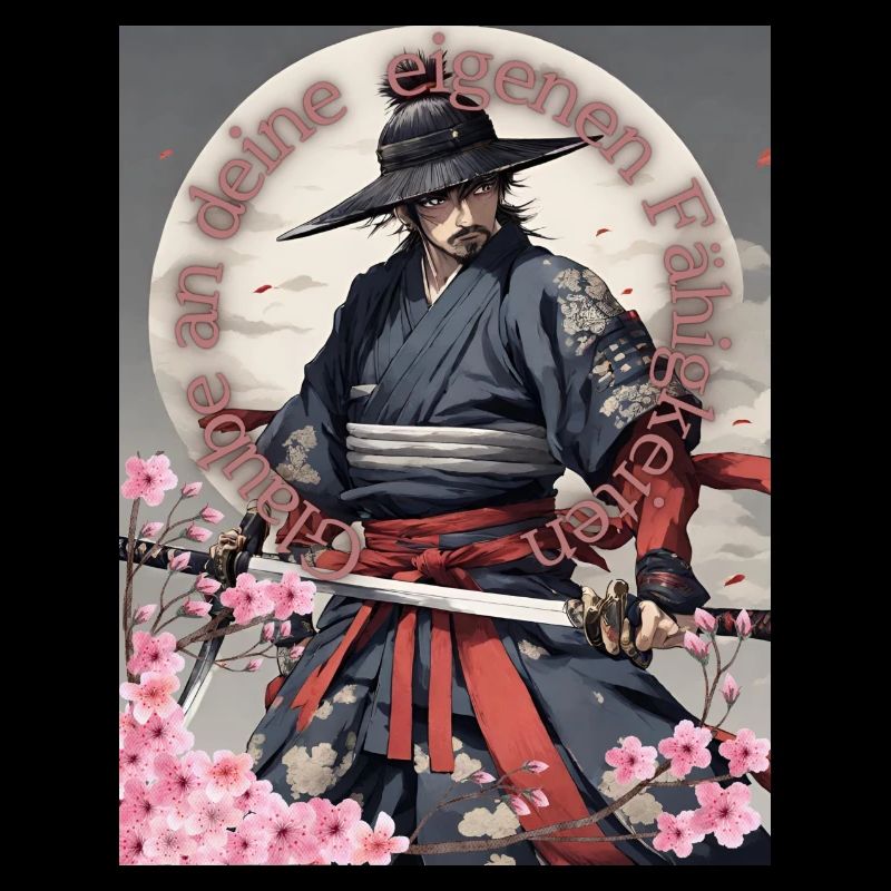 Samurai Krieger Schwertkämpfer Kirchblüten