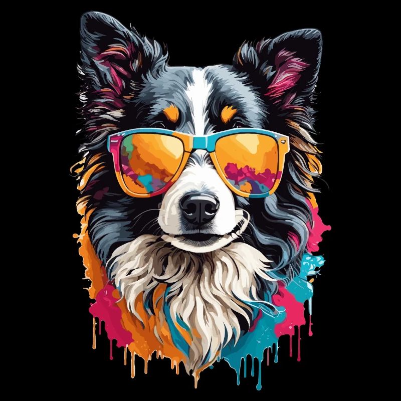 Border Collie mignon : cool dans des lunettes de soleil