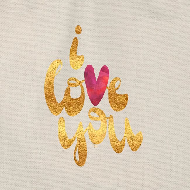i love you - Typo in gold und rot