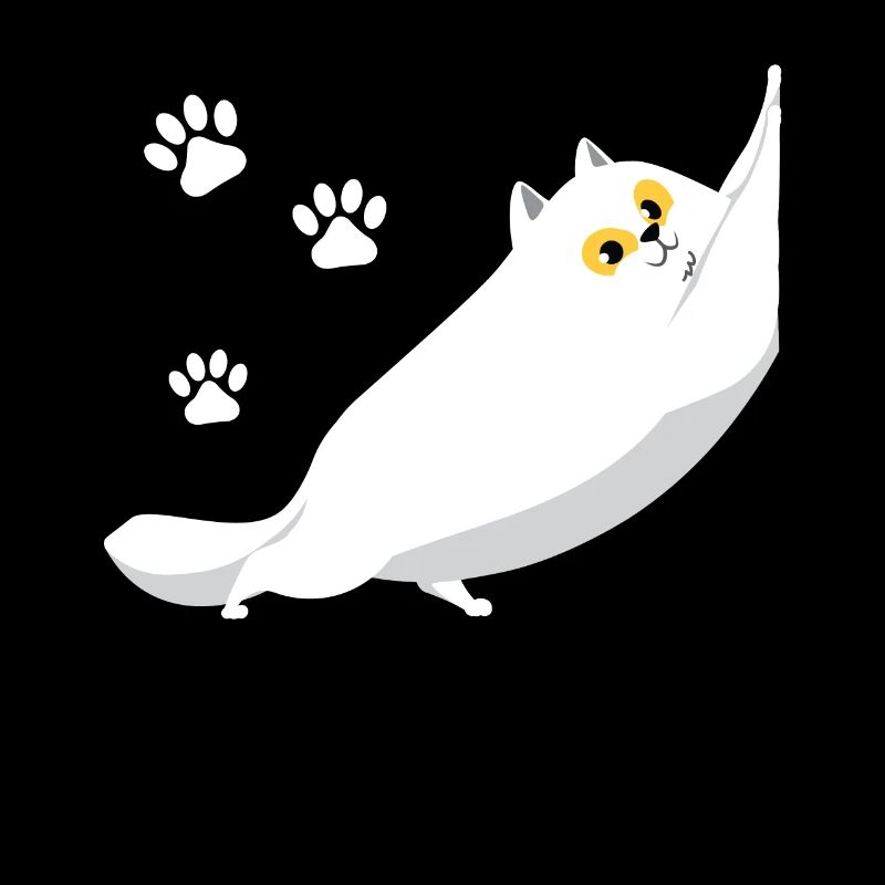 Chat blanc potelé qui s'étend