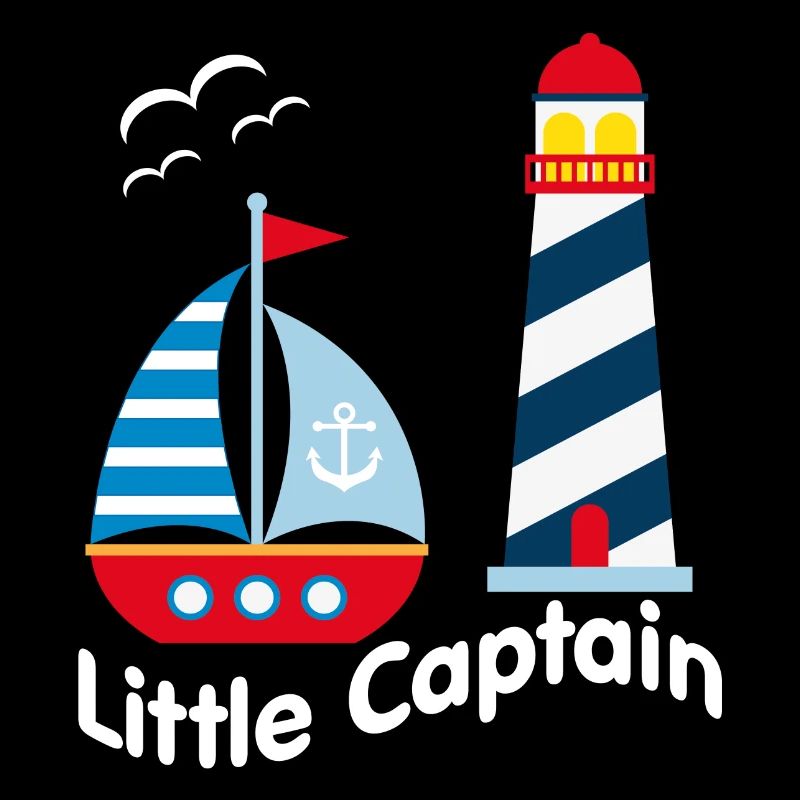 Small captain with sailboat, seagulls and illumination