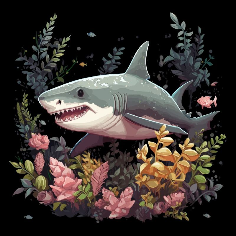 Grands coraux de poissons de requin blanc